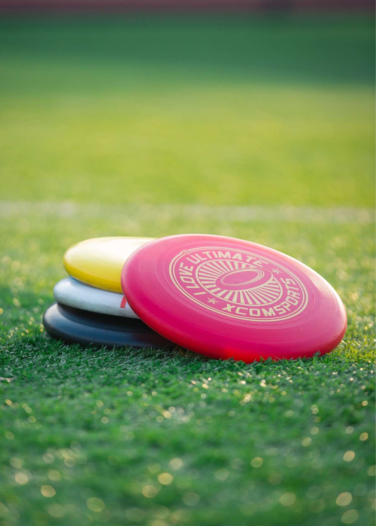a stack of frisbee discs